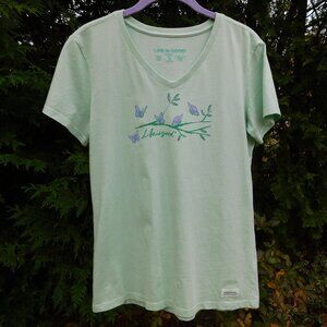 Life is Good Short Sleeve Vneck Butterfly Crusher Tee